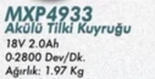 MAx Extra MXP 4933 18V 2.0 Ah Li-Ion Akülü Tilki Kuyruğu Kömürsüz thumbnail 2