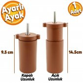Gizli Mobilya Kanepe Sehpa Koltuk Orta Destek Ayağı Ayarlanabilir 9.5 cm Kahverengi Baza Ayak - 1