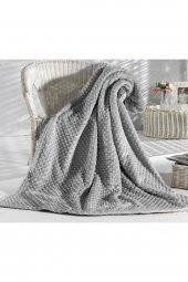 Gri Çift Kişilik Tomurcuk Battaniye 200x220 - 1
