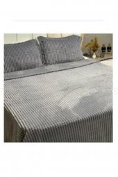 Merinos Modern Line 3lü Açık Gri Battaniye Set 2 Kişilik(1 Battaniye 2 Yastık Kılıfı) - 1