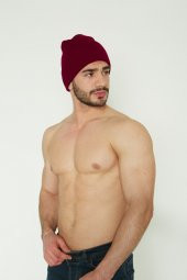 Unisex Bordo Katlamalı Bere - 6