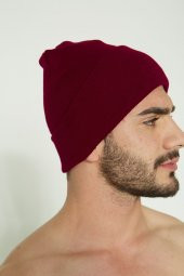 Unisex Bordo Katlamalı Bere - 2