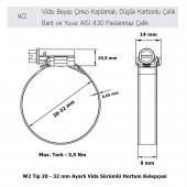 Mikalor 200 Adet W2 Hortum Kelepçesi 20-32 mm 430 Paslanmaz - 2