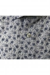 Slim Fit Baskılı Uzun Kol Lacivert Erkek Gömlek - 2