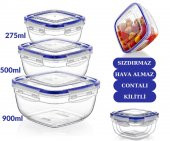 Flosoft Contalı Sızdırmaz Hava Almaz Kare Saklama Kabı 3’lü Set (275ml,500ml,900ml) - 2