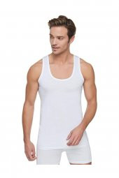 BLUESMODA 100 PAMUK BEYAZ ERKEK ATLET 6LI PAKET - 1