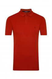Slim Fit Polo Yaka Turuncu Erkek Tişört - 1