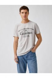 Slim Fit Kolej Baskılı Tişört - 2