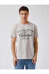 Slim Fit Kolej Baskılı Tişört - 3