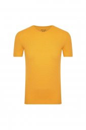 O Yaka Slim Fit Petek Sarı Erkek T-shirt  - 1