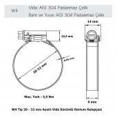 Mikalor 200 Adet W4 Hortum Kelepçesi 20-32 mm 304 Paslanmaz - 2