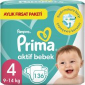 Prima Aktif 4 Numara Maxi 136'Lı Bebek Bezi - 1