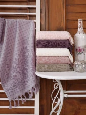 Mor Salkım Cotton 70x140 6 lı Banyo Havlu Set - 1