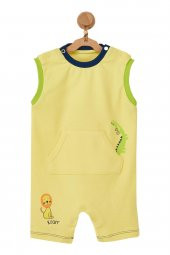 Andywawa Erkek Bebek Hayvan Motifli Sarı Tulum AC22527 - 1