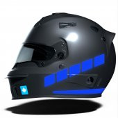 Şerit Tasarımlı Reflektif Mavi Motosiklet Kask Sticker Çınar Extreme - 1