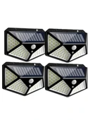 4 Adet 100 Led Solar Pır Hareket Sensörlü Su Geçirmez Duvar Lambası Ip65 thumbnail 2