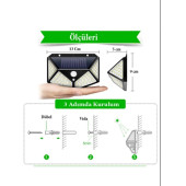 100 Led Sensörlü Solar Güneş Enerjili Lamba - Bahçe Lambası - Solar Sokak Lambası 3 Mod Fotoselli - 8