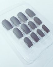 gaman Mona Lady Takma Tırnak Gri Renk Set Küt 12 Adet Kendinden Yapışkanlı - 1