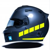 Şerit Tasarımlı Floresan Sarı Motosiklet Kask Sticker Çınar Extreme - 1