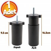 Gizli Mobilya Kanepe Sehpa TV Ünitesi Koltuk Orta Destek Ayağı Ayarlanabilir 9.5 cm Siyah Baza Ayak - 1