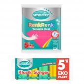 SMARTER KLASİK SÜNGER 5 Lİ+RENKRENK TEMİZLİK BEZİ - 1