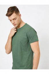 Erkek Yeşil Bisiklet Yaka T-Shirt 0YAM12136LK - 1