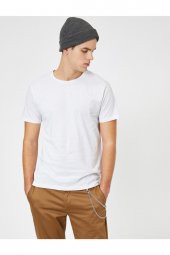 Erkek Yeşil Bisiklet Yaka T-Shirt 0YAM12136LK - 4