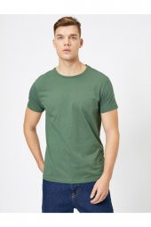 Erkek Yeşil Bisiklet Yaka T-Shirt 0YAM12136LK - 6