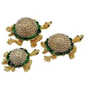 Swarovski Taşlı Yeşil Kaplumbağa Mücevher Kutusu Üçlü Set - 2