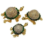 Swarovski Taşlı Yeşil Kaplumbağa Mücevher Kutusu Üçlü Set - 3