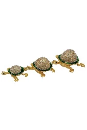 Swarovski Taşlı Yeşil Kaplumbağa Mücevher Kutusu Üçlü Set - 9