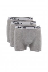 FEELLİNE PAMUK LİKRA SLİM FİT GRİ 3LÜ BOXER SET - 1