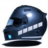 Şerit Tasarımlı Yaldızlı Gümüş Motosiklet Kask Sticker Çınar Extreme thumbnail 1