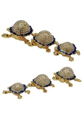 Swarovski Taşlı Mavi Kaplumbağa Mücevher Kutusu Üçlü Set - 8