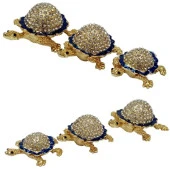 Swarovski Taşlı Mavi Kaplumbağa Mücevher Kutusu Üçlü Set - 3