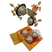 Swarovski Taşlı Mavi Kaplumbağa Mücevher Kutusu Üçlü Set - 5