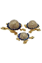 Swarovski Taşlı Mavi Kaplumbağa Mücevher Kutusu Üçlü Set - 6