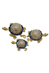 Swarovski Taşlı Mavi Kaplumbağa Mücevher Kutusu Üçlü Set - 7