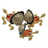 Swarovski Taşlı Mavi Kaplumbağa Mücevher Kutusu Üçlü Set - 4