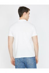Erkek Beyaz Polo Yaka Kısa Kollu T-Shirt 9YAM11490LK - 4