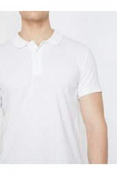 Erkek Beyaz Polo Yaka Kısa Kollu T-Shirt 9YAM11490LK - 5