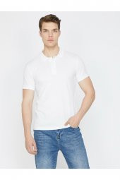 Erkek Beyaz Polo Yaka Kısa Kollu T-Shirt 9YAM11490LK - 1