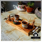 Kahve Sunum Tepsisi -çay Kahve- Rustik Keyifzade - Porselen Kulp - Birliktelik Temalı Sunum Tepsi - 2