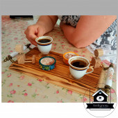 Kahve Sunum Tepsisi -çay Kahve- Rustik Keyifzade - Porselen Kulp - Birliktelik Temalı Sunum Tepsi - 5