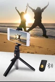 BUFFER® Sabitlenebilir Cep Telefon Tutucu  Ayarlanabilir Taşınabilir 3 Ayaklı Tripod Selfie Çubuğu - 1