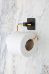 Yapışkanlı Altın Siyah Kare Açık Tuvalet Kağıtlığı Wc Kağıtlık Tuvalet Kağıdı Askısı - 2