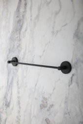 Lotus Mat Siyah Eko Uzun Düz Çubuk Havluluk Havlu Askısı 40 cm İster Yapıştır İster Montajla - 1