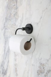 Banyo Aksesuar Seti Yuvarlak Havluluk Kapaksız Tuvalet Kağıtlığı İster Yapıştır İster Montajla - 5
