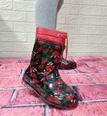 Çağrı Kırmızı Çiçekli Siyah İçi Yünlü Kız Çocuk Konçlu Yağmur Çizmesi thumbnail 7