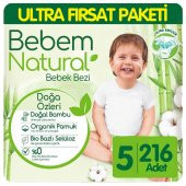 Bebem Natural Bebek Bezi Ultra Fırsat Paketi 5 Beden 72x3 216 Adet thumbnail 1